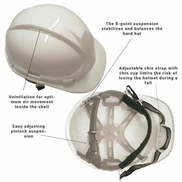 Premium Safety Helmet Helmets Hard Hat 6 Point Harness Chin Strap